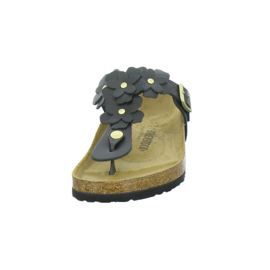 Birkenstock Gizeh Flower Pantoletten Schwarz - 360° Ansicht
