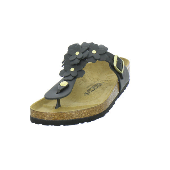 Birkenstock Gizeh Flower Pantoletten Schwarz - 360° Ansicht