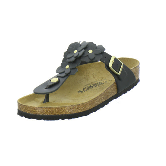 Birkenstock Gizeh Flower Pantoletten Schwarz - 360° Ansicht