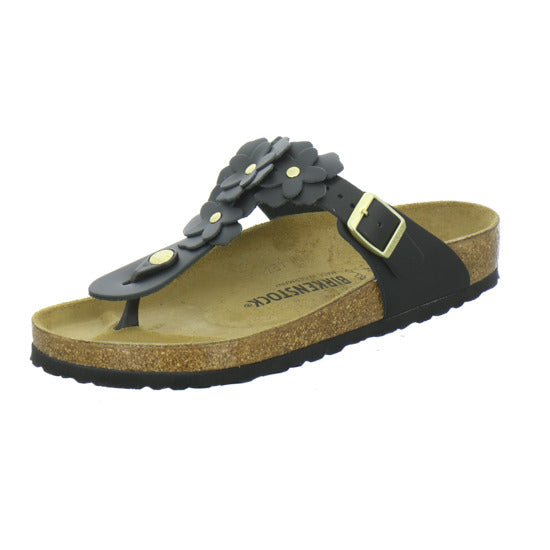 Birkenstock Gizeh Flower Pantoletten Schwarz - 360° Ansicht