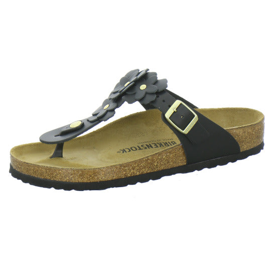 Birkenstock Gizeh Flower Pantoletten Schwarz - 360° Ansicht