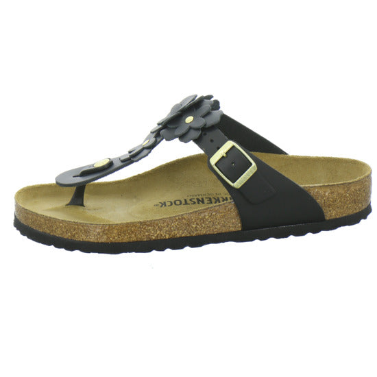 Birkenstock Gizeh Flower Pantoletten Schwarz - 360° Ansicht