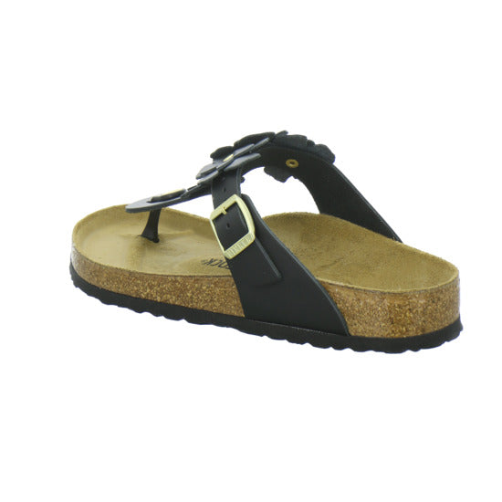 Birkenstock Gizeh Flower Pantoletten Schwarz - 360° Ansicht