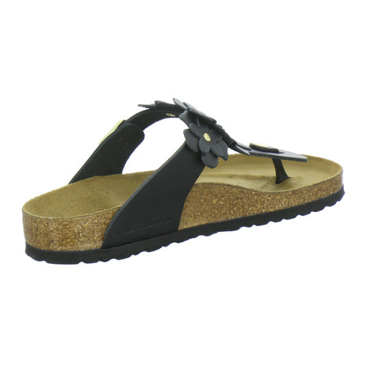Birkenstock Gizeh Flower Pantoletten Schwarz - 360° Ansicht