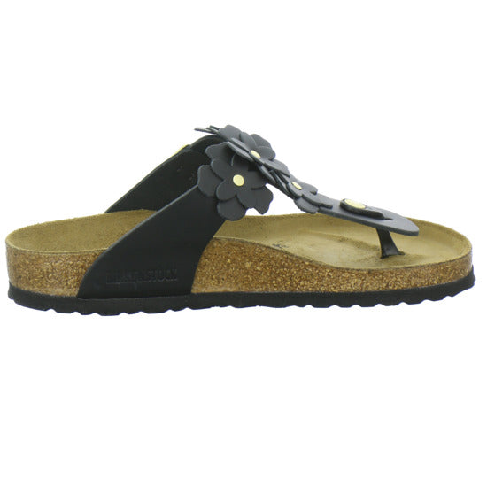 Birkenstock Gizeh Flower Pantoletten Schwarz - 360° Ansicht