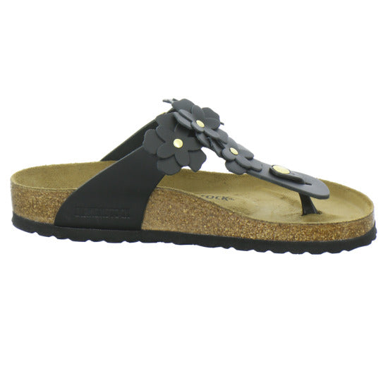 Birkenstock Gizeh Flower Pantoletten Schwarz - 360° Ansicht