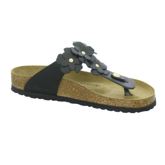 Birkenstock Gizeh Flower Pantoletten Schwarz - 360° Ansicht