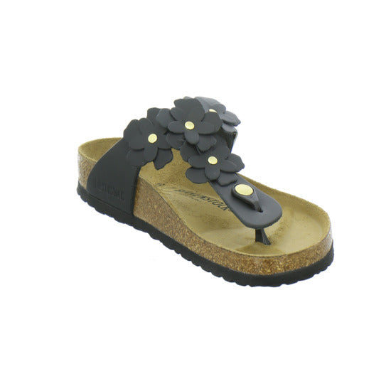 Birkenstock Gizeh Flower Pantoletten Schwarz - 360° Ansicht