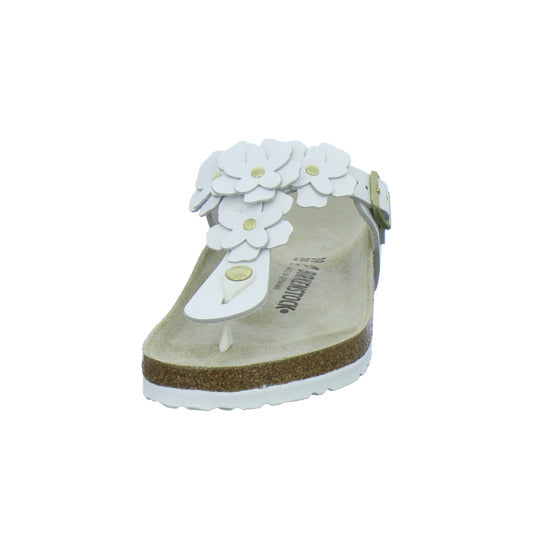 Birkenstock Pantoletten Damen Gizeh Flower Weiß