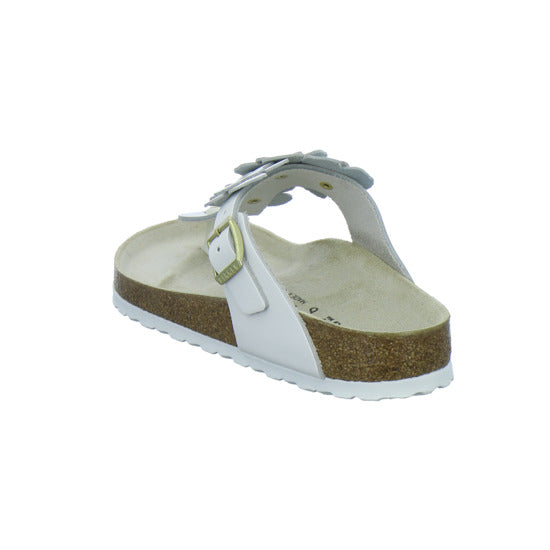 Birkenstock Pantoletten Damen Gizeh Flower Weiß
