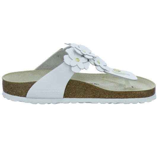 Birkenstock Pantoletten Damen Gizeh Flower Weiß