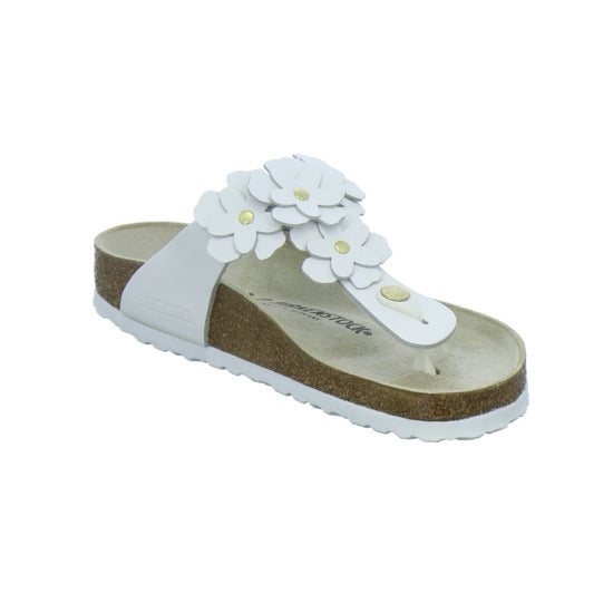 Birkenstock Pantoletten Damen Gizeh Flower Weiß