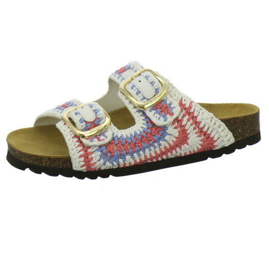 Scholl Noelle Crochet Pantoletten Weiß-kombi