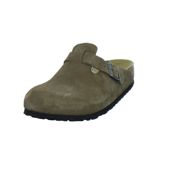 Birkenstock Pantoletten Damen Boston Velour Hellbraun