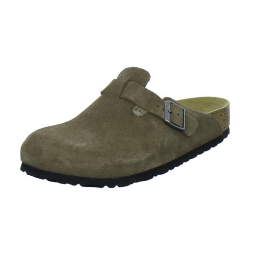 Birkenstock Pantoletten Damen Boston Velour Hellbraun