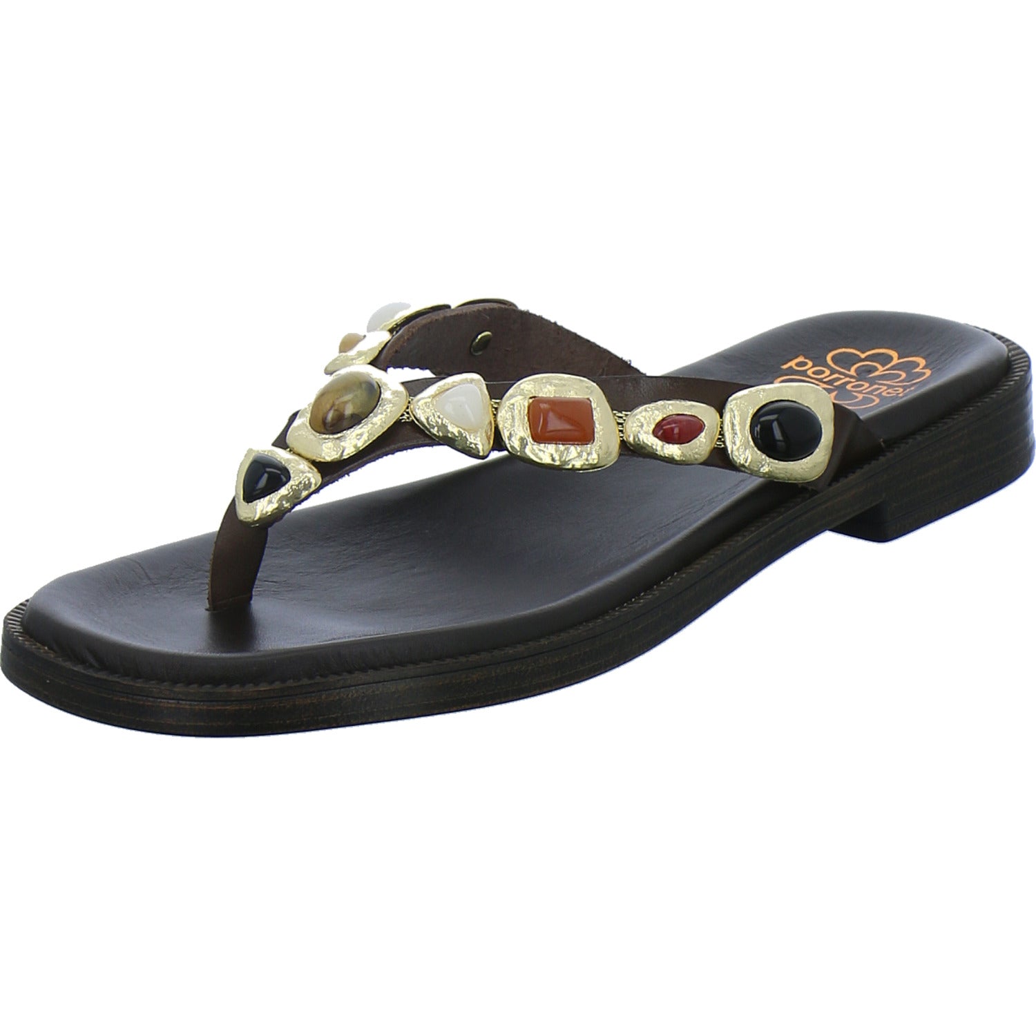 Porronet Pantoletten Damen Braun-kombi