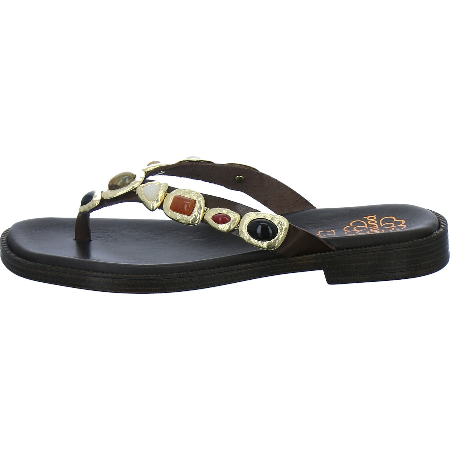 Porronet Pantoletten Damen Braun-kombi