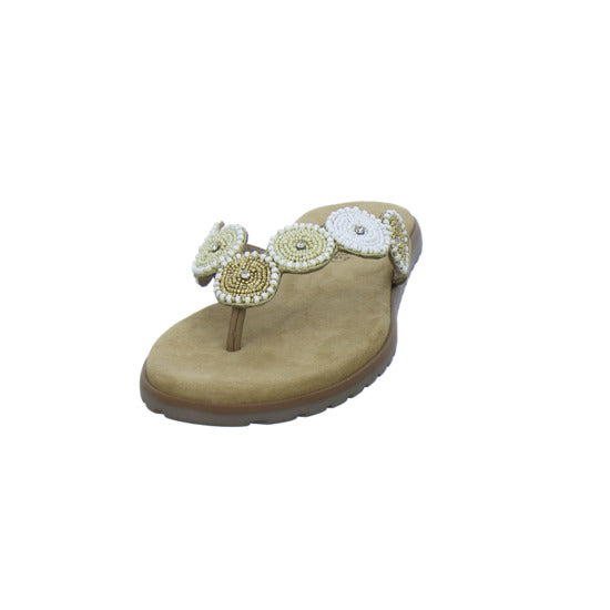 Lazamani Pantoletten Damen Beige-kombi