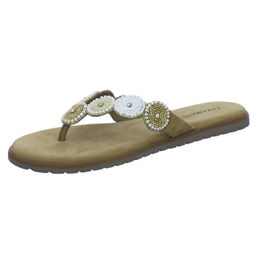 Lazamani Pantoletten Damen Beige-kombi