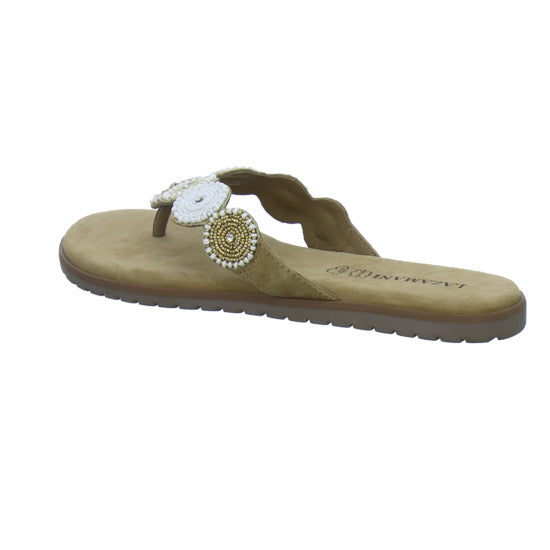 Lazamani Pantoletten Damen Beige-kombi