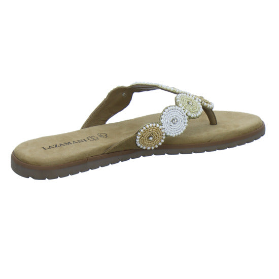 Lazamani Pantoletten Damen Beige-kombi