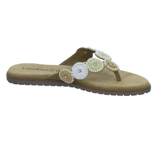 Lazamani Pantoletten Damen Beige-kombi
