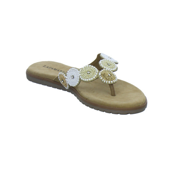 Lazamani Pantoletten Damen Beige-kombi