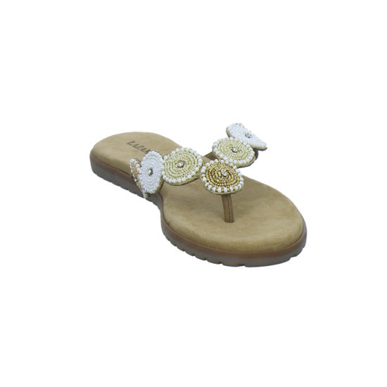 Lazamani Pantoletten Damen Beige-kombi