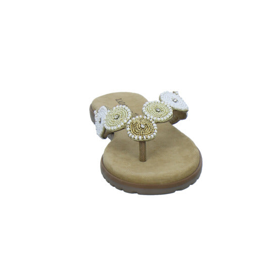 Lazamani Pantoletten Damen Beige-kombi