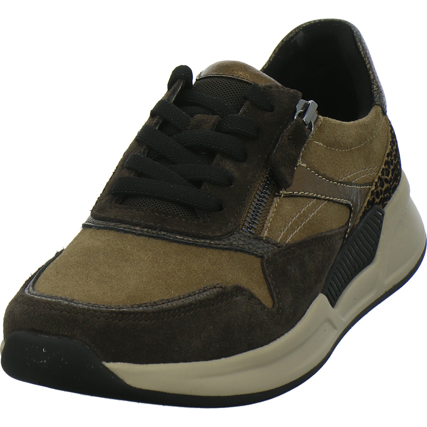 Gabor Comfort Rolling Soft Schnürhalbschuhe Braun-kombi