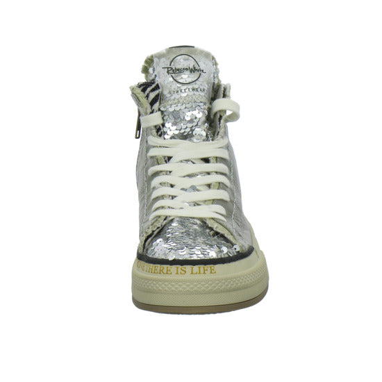 Rebecca White Stiefel ungefüttert Hellgrau - 360° Ansicht