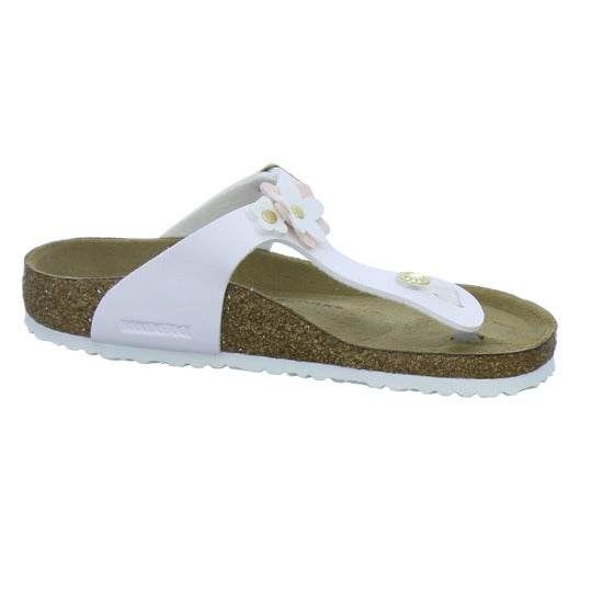 Birkenstock Pantoletten Unisex - Kinder Gizeh Flowers Kids Weiß
