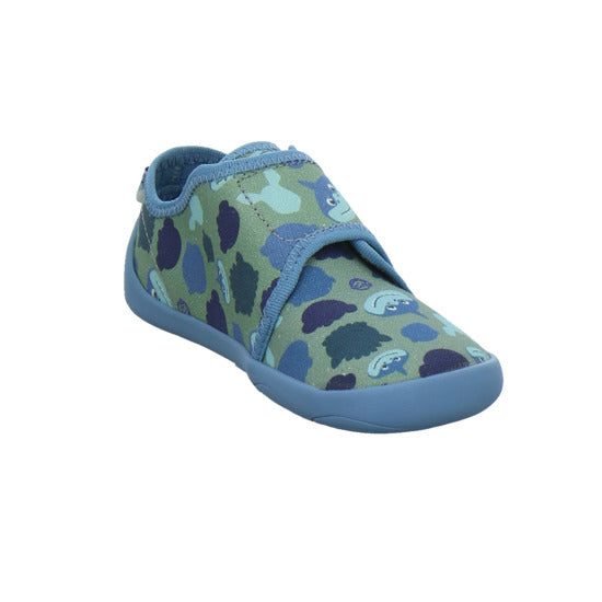 Affenzahn Hausschuhe Kinder Unisex - Kinder Baumwolle Movy Blau-kombi