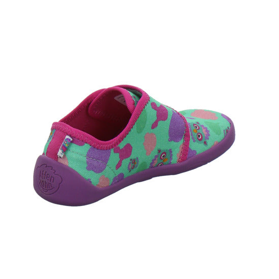 Affenzahn Hausschuhe Kinder Unisex - Kinder Baumwolle Movy Grün-kombi