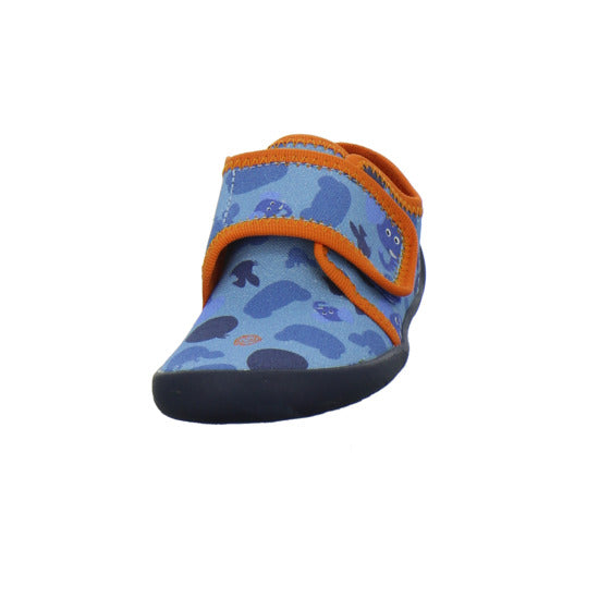 Affenzahn Baumwolle Movy Hausschuhe Kinder Blau-kombi