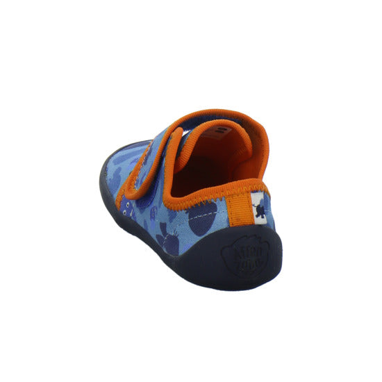 Affenzahn Baumwolle Movy Hausschuhe Kinder Blau-kombi