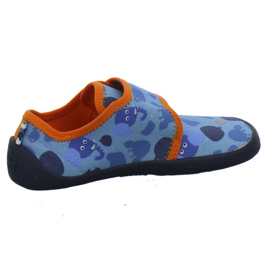 Affenzahn Baumwolle Movy Hausschuhe Kinder Blau-kombi