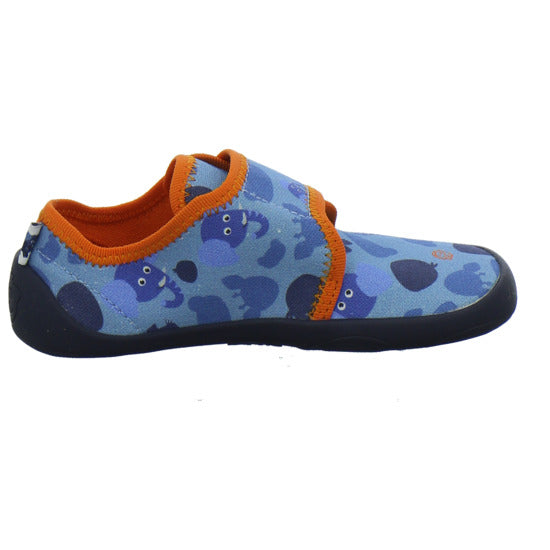 Affenzahn Baumwolle Movy Hausschuhe Kinder Blau-kombi