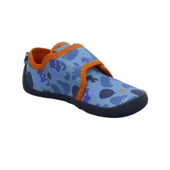 Affenzahn Baumwolle Movy Hausschuhe Kinder Blau-kombi