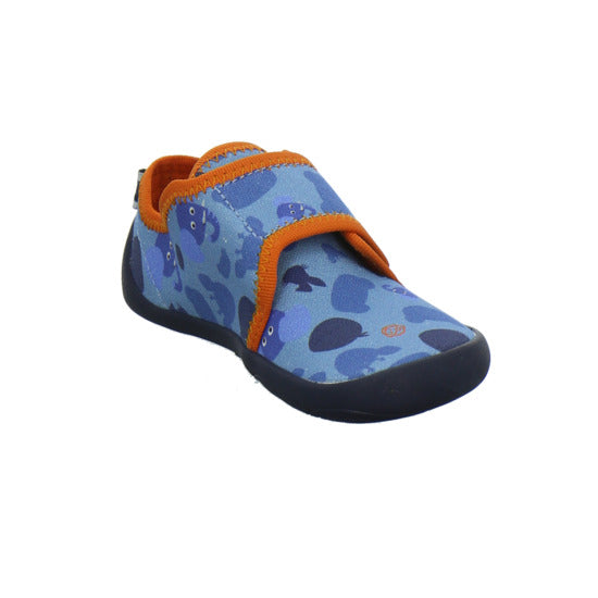 Affenzahn Baumwolle Movy Hausschuhe Kinder Blau-kombi