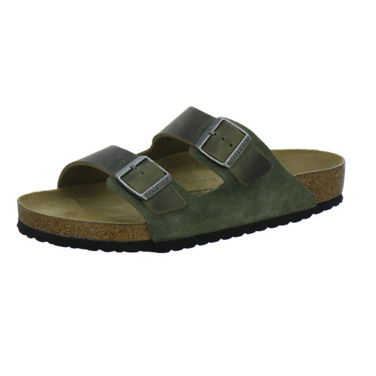 Birkenstock Arizona Herren Pantoletten oliv - 360° Ansicht