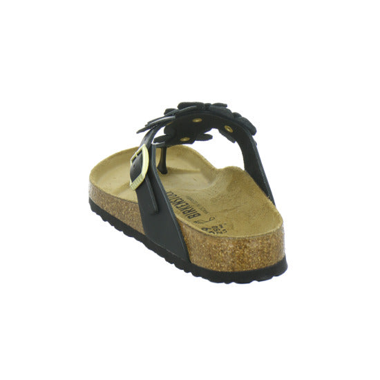 Birkenstock Gizeh Flower Pantoletten Schwarz - 360° Ansicht