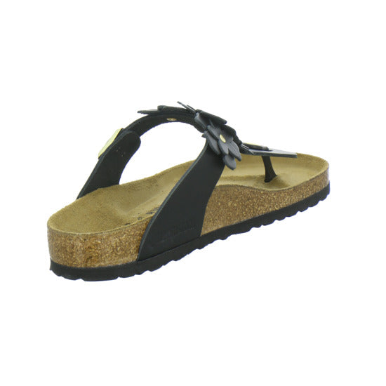 Birkenstock Gizeh Flower Pantoletten Schwarz - 360° Ansicht