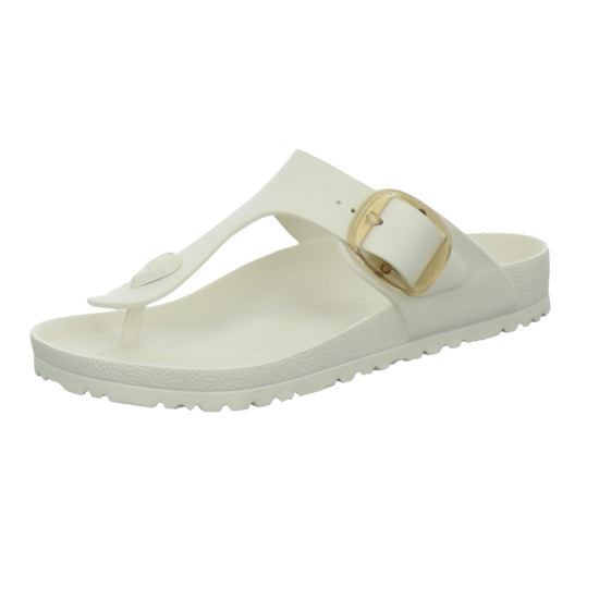 Birkenstock Pantoletten Damen Gizeh Big Buckle EVA Beige