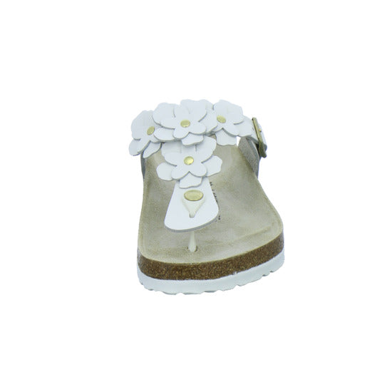 Birkenstock Pantoletten Damen Gizeh Flower Weiß