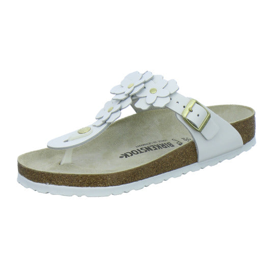 Birkenstock Pantoletten Damen Gizeh Flower Weiß