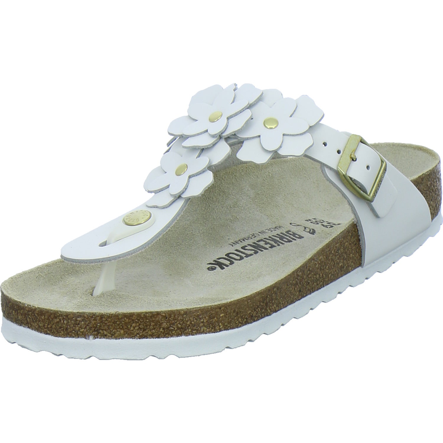 Birkenstock Pantoletten Damen Gizeh Flower Weiß