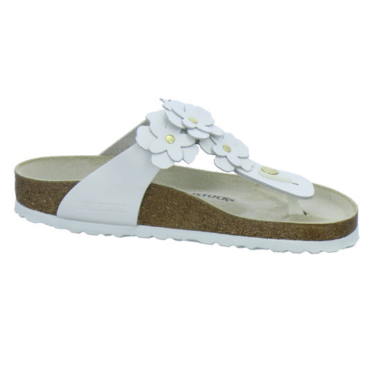 Birkenstock Pantoletten Damen Gizeh Flower Weiß