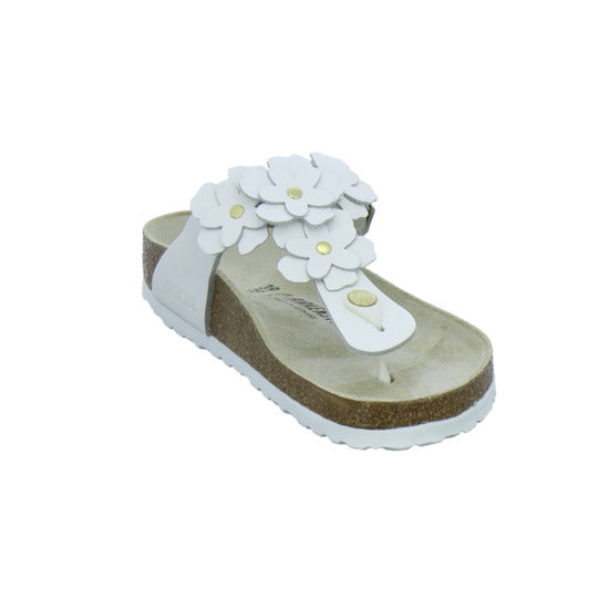 Birkenstock Pantoletten Damen Gizeh Flower Weiß