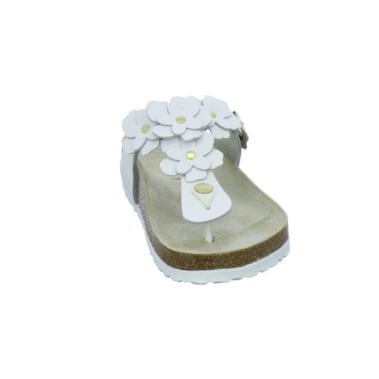 Birkenstock Pantoletten Damen Gizeh Flower Weiß